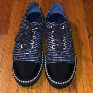 Chanel tweed sneakers with pearl detail